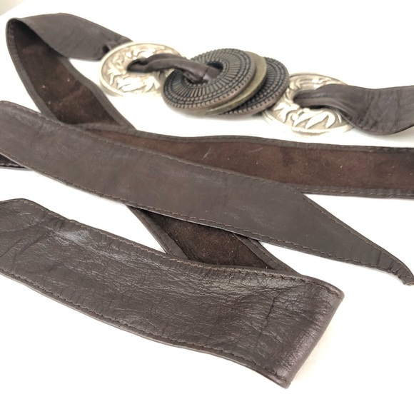 Vintage Sz S Genuine Leather Chocolate Brown Belt - Picture 7 of 12